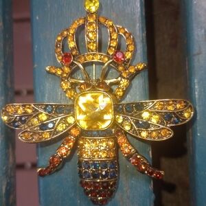 Vintage Multicolor Bee Brooch